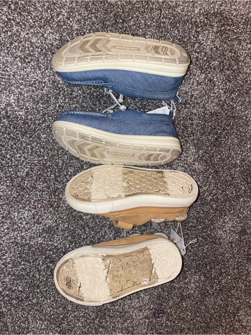 Cat & Jack Navy Canvas Slip-On & Tan Suede-Look Hook-And-Loop Shoes Set